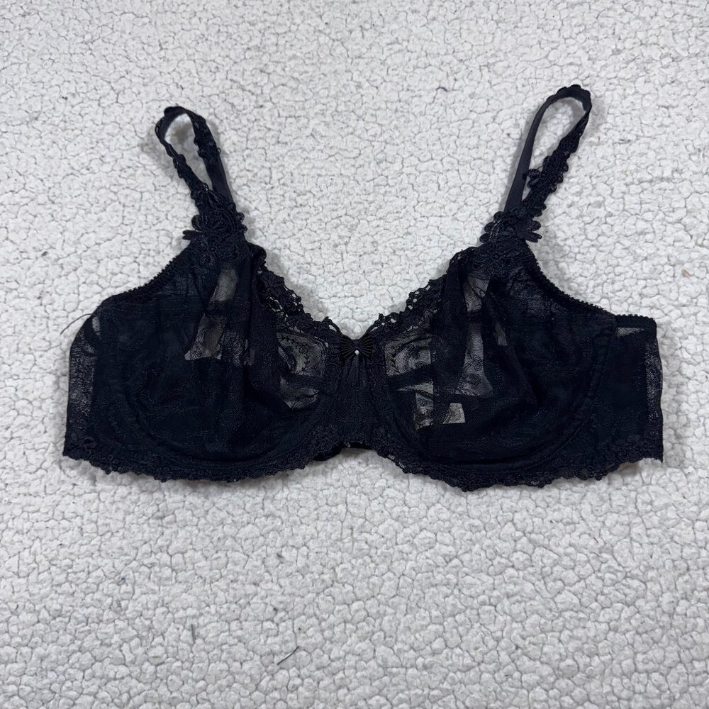Town & Country Lunaire DIANA Black Embroidered Semi Demi Bra 38C
